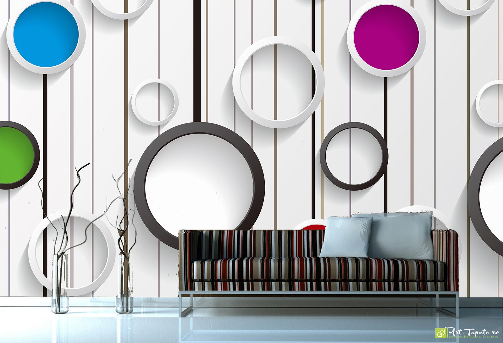 Fototapet Cercuri pe fundal deschis, Tapet 3d decorativ