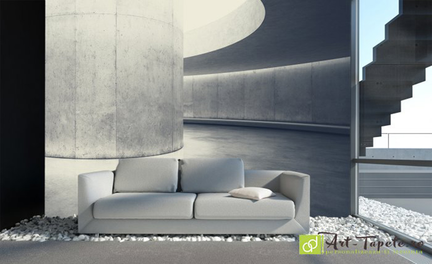 Fototapet Tunel 3D, culori gri, tapet 3d decorativ personalizat