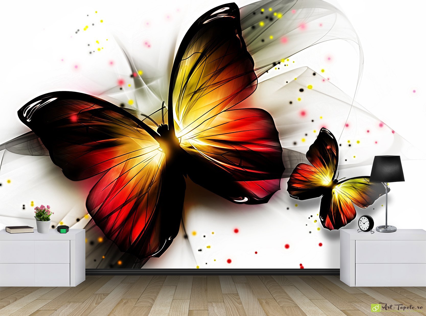 Fototapet fluturi, tapet decorativ abstract pentru living si dormitor