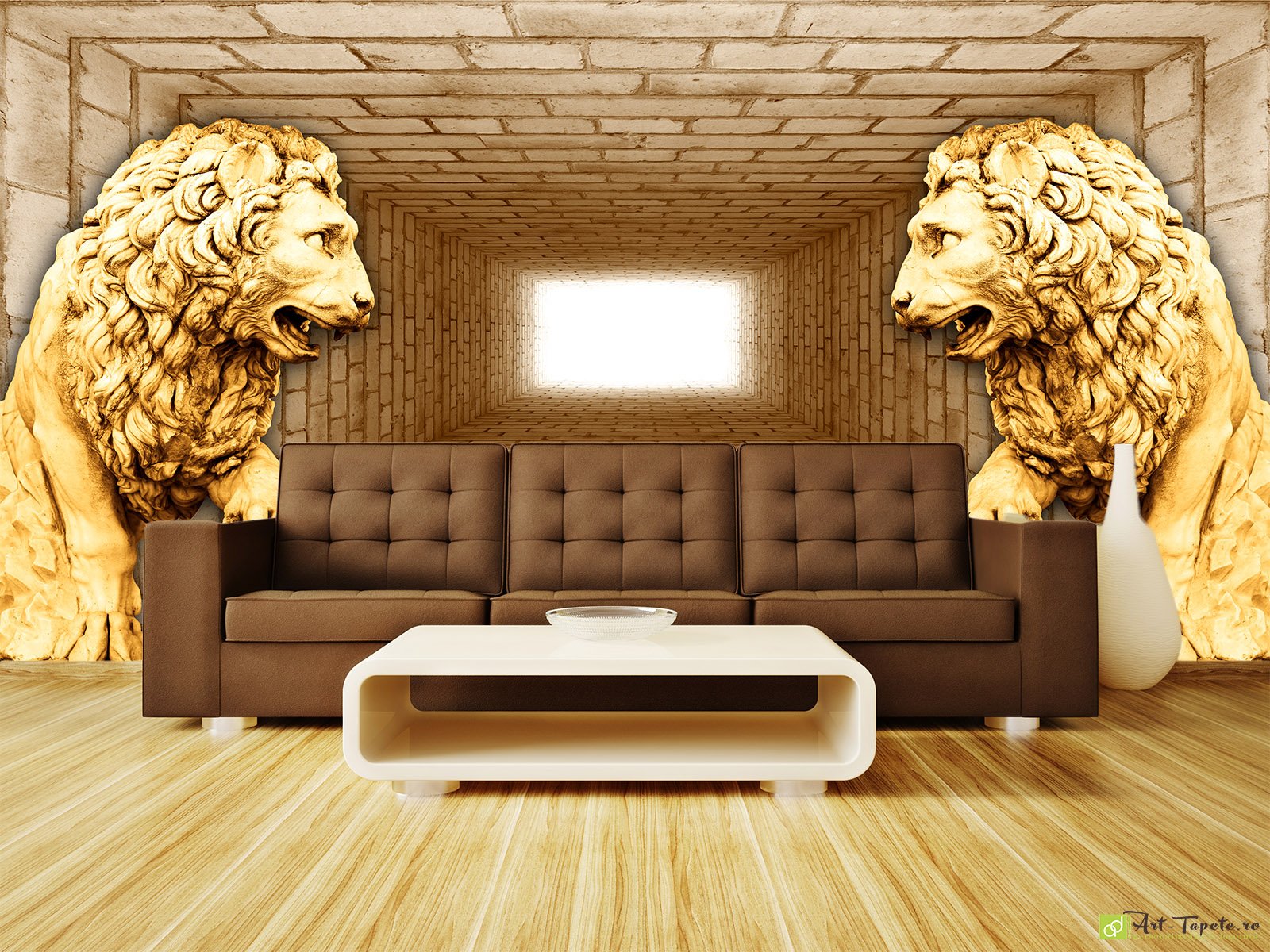 Fototapet living Leii și tunel în nuanțe aurii