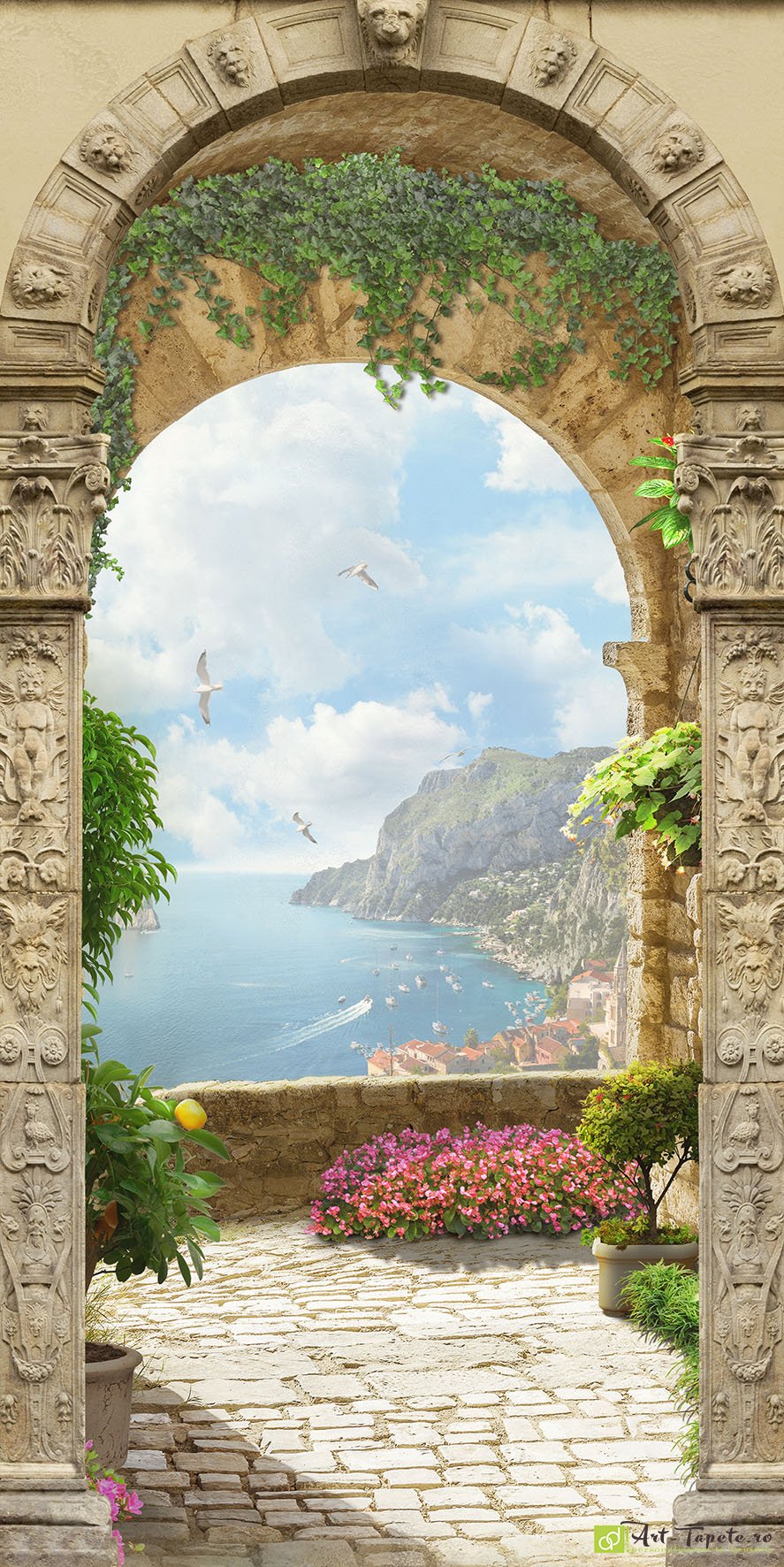 Tapet Vedere Mediteraneană prin Arc Antic