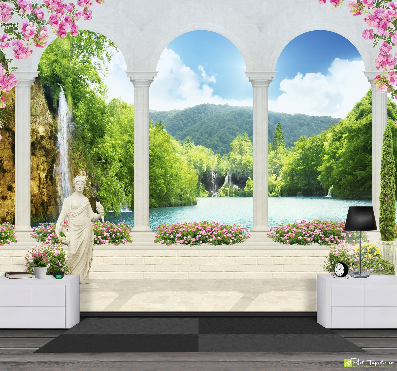 Fototapet Fresco Stil provensal, Cascada | Tapet decorativ