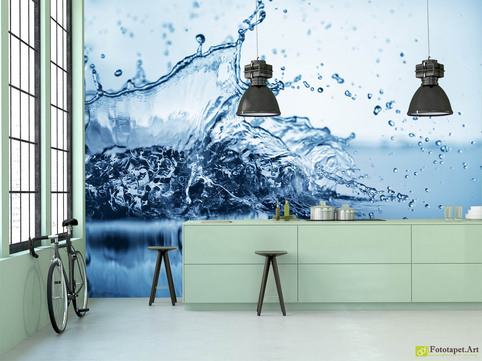 Fototapet pentru bucatarie Stropi de apă, Tapet la comanda