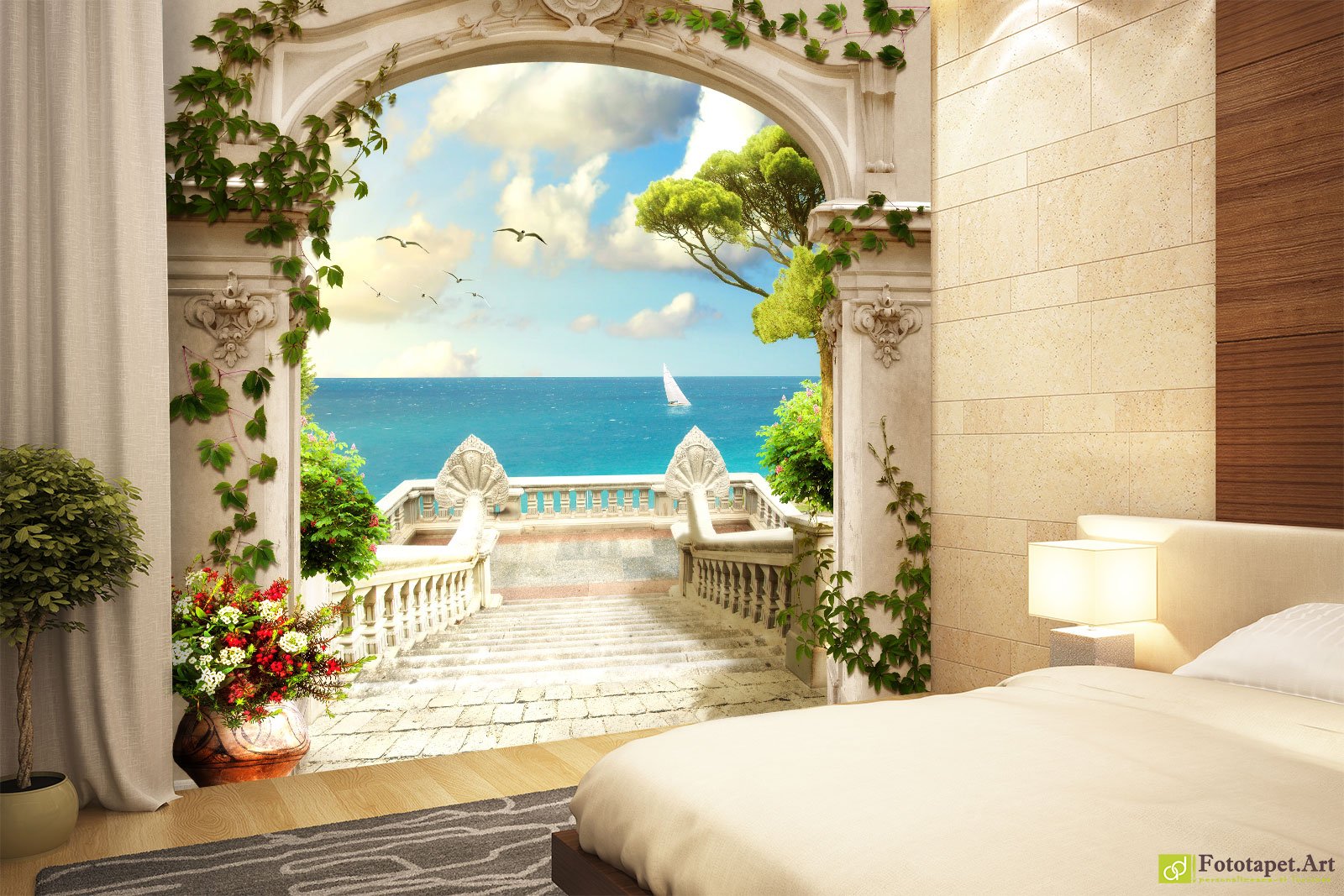 Fototapet Vedere spre mare cu terasa | Foto tapet bucatarie