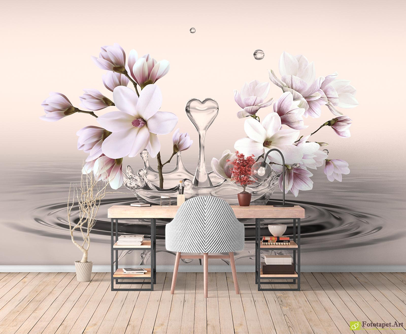 Fototapet Flori  la comandă - Magnolia în apă