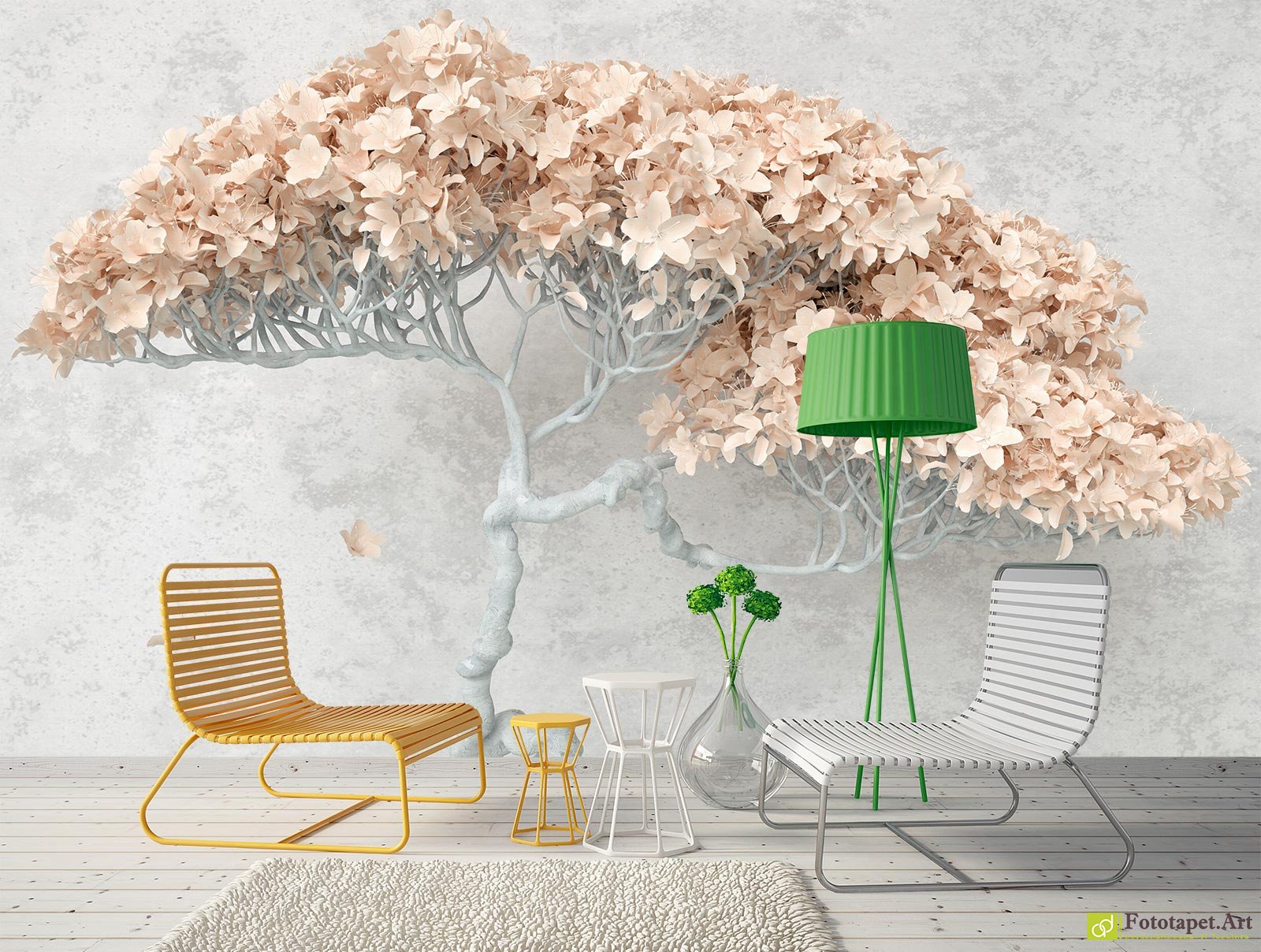 Fototapet copac inflorit, Tapet decorativ 3d