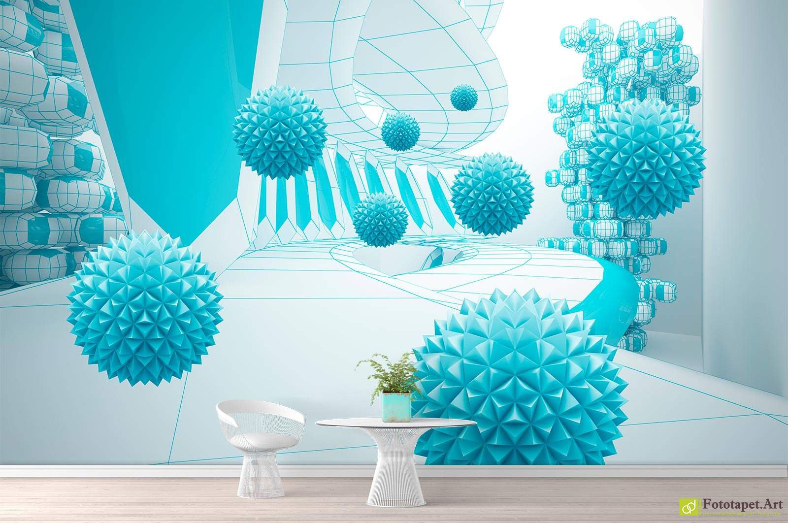 Foto tapet 3d Fundal abstract și Bile, Tapet decorativ in living si dormitor