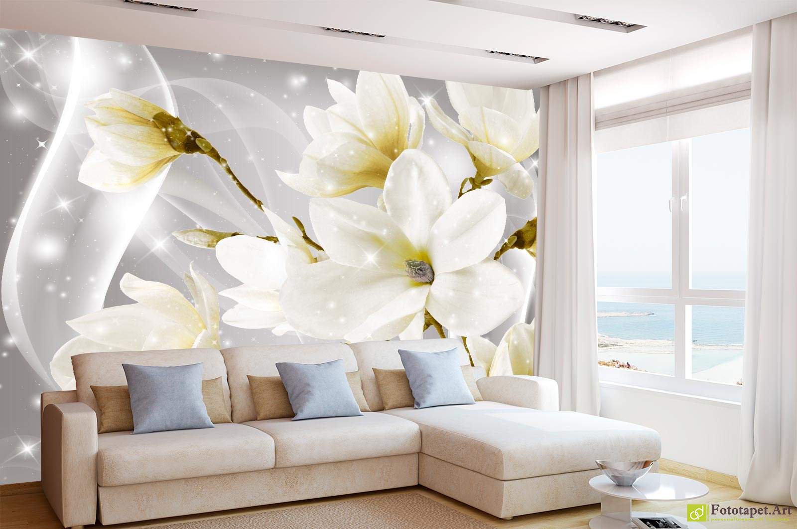 Fototapet Flori la comandă -  Magnolia pe fond sur