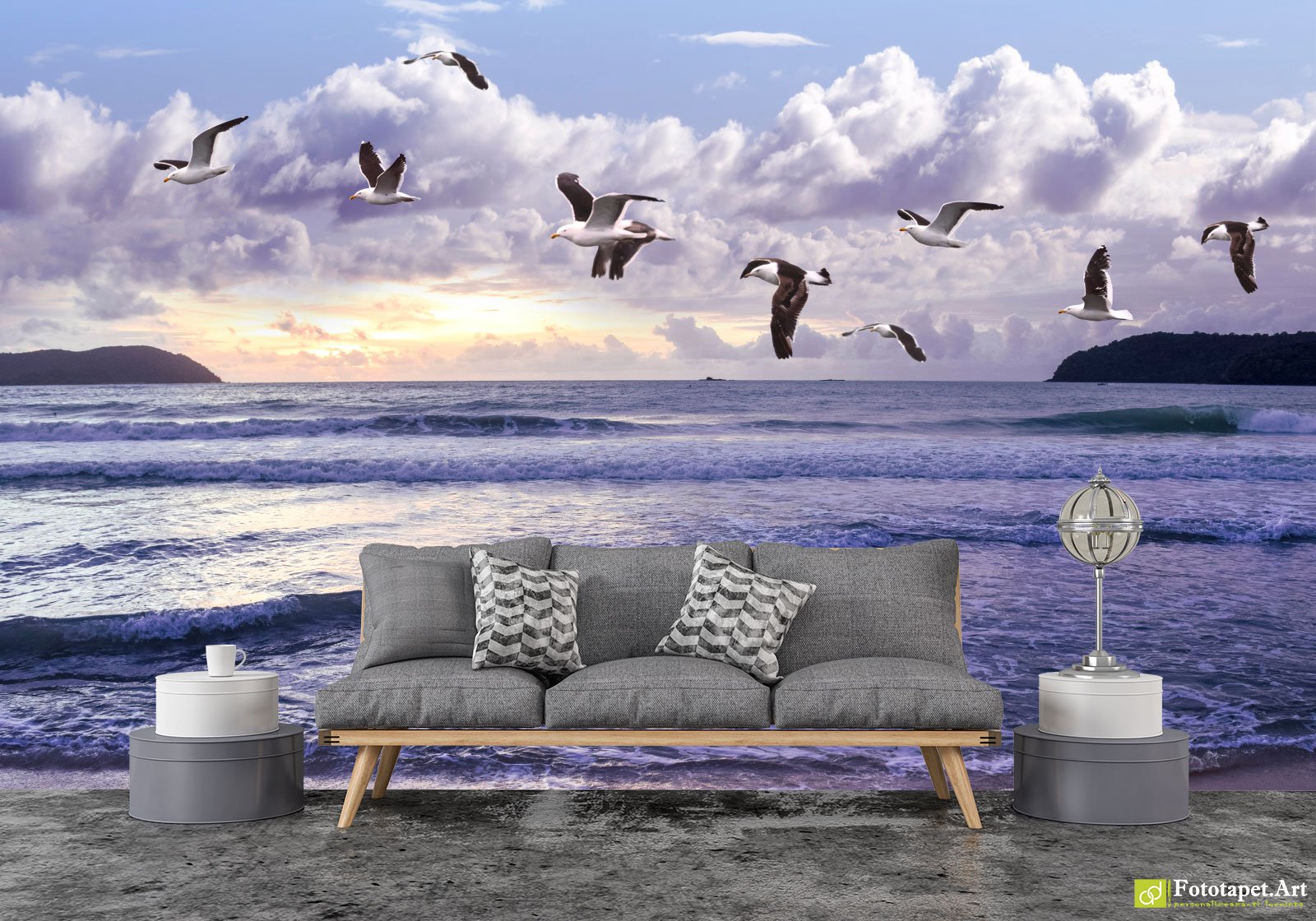 Foto tapet cu animale Pescăruși deasupra marii