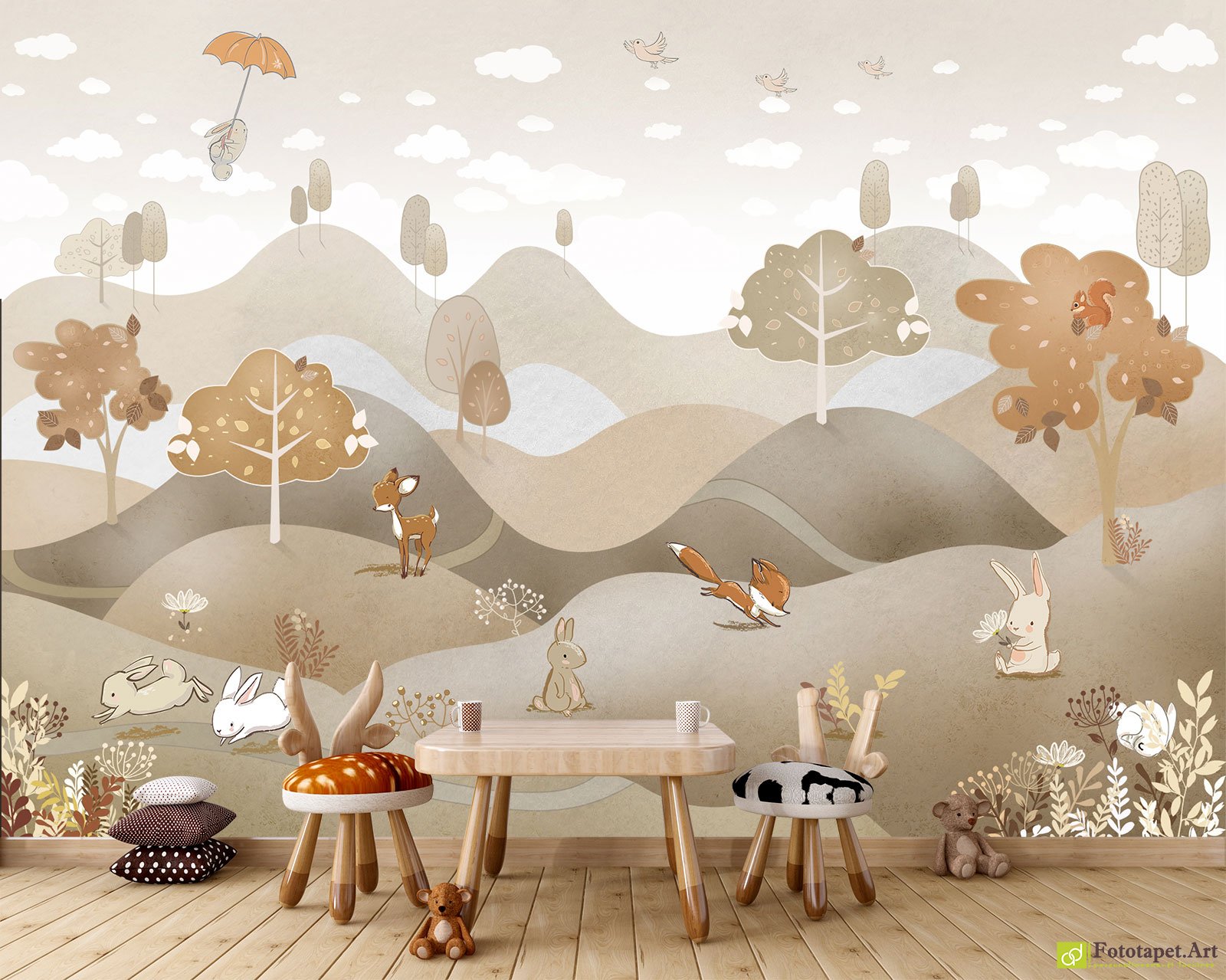 Fototapet copii Animale din pădure si munti