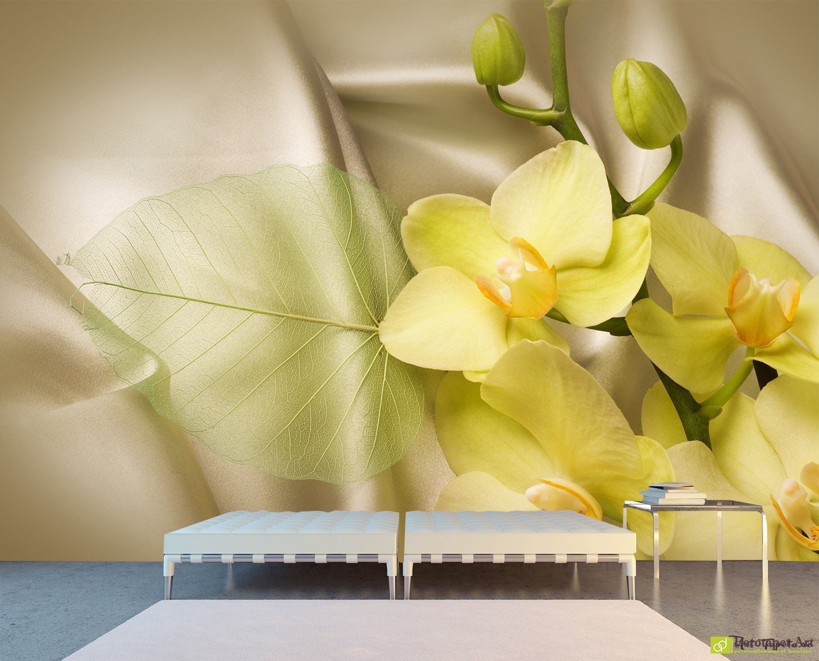Tapet cu flori Orhidee galbenă