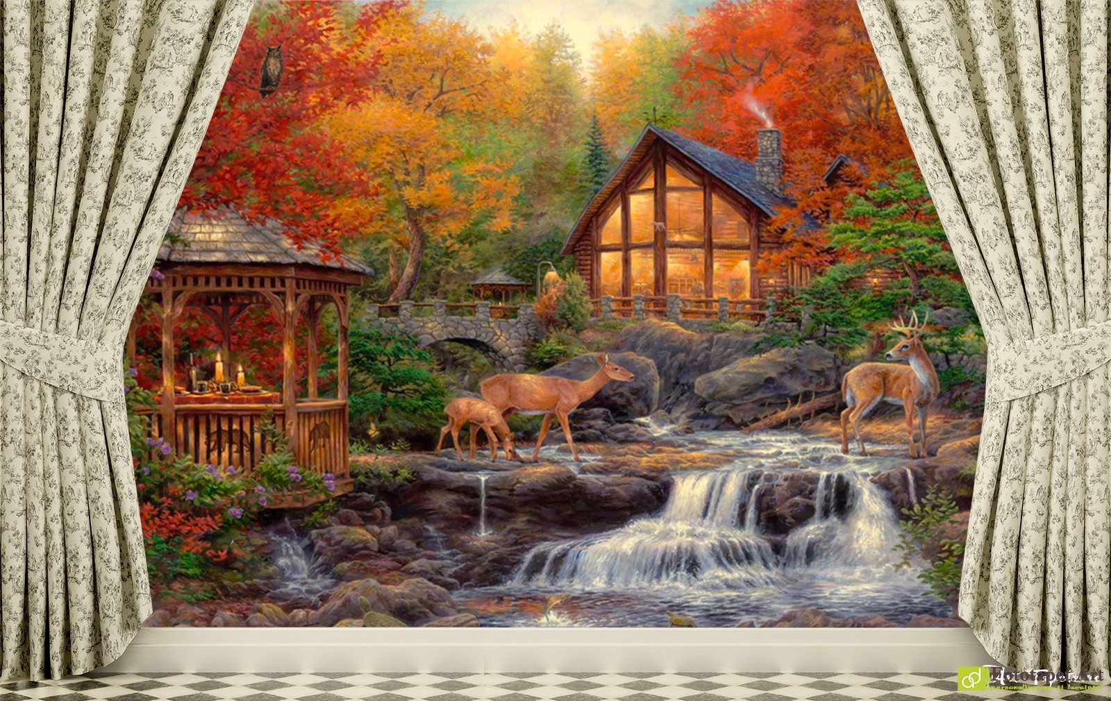 Fototapet cascada in padure stil art | Tapet living