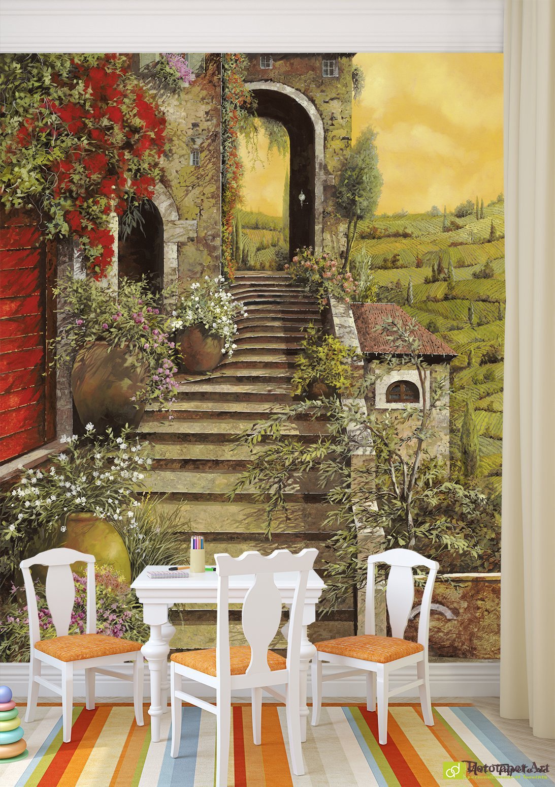 Fototapet Oraș Italian stil art, Tapet pe perete