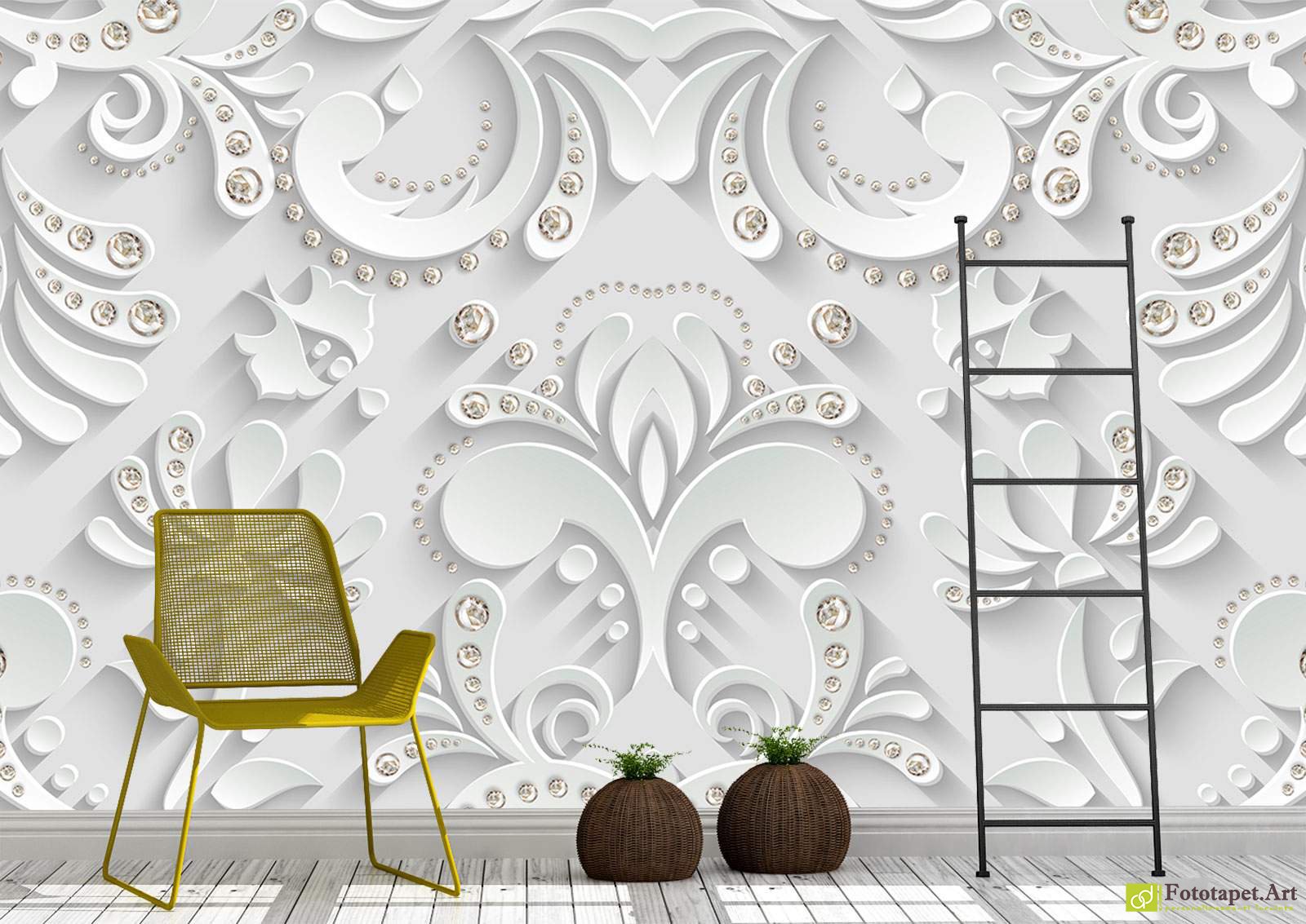 Tapet 3d cu diamante, fototapet decorativ personalizat pentru living