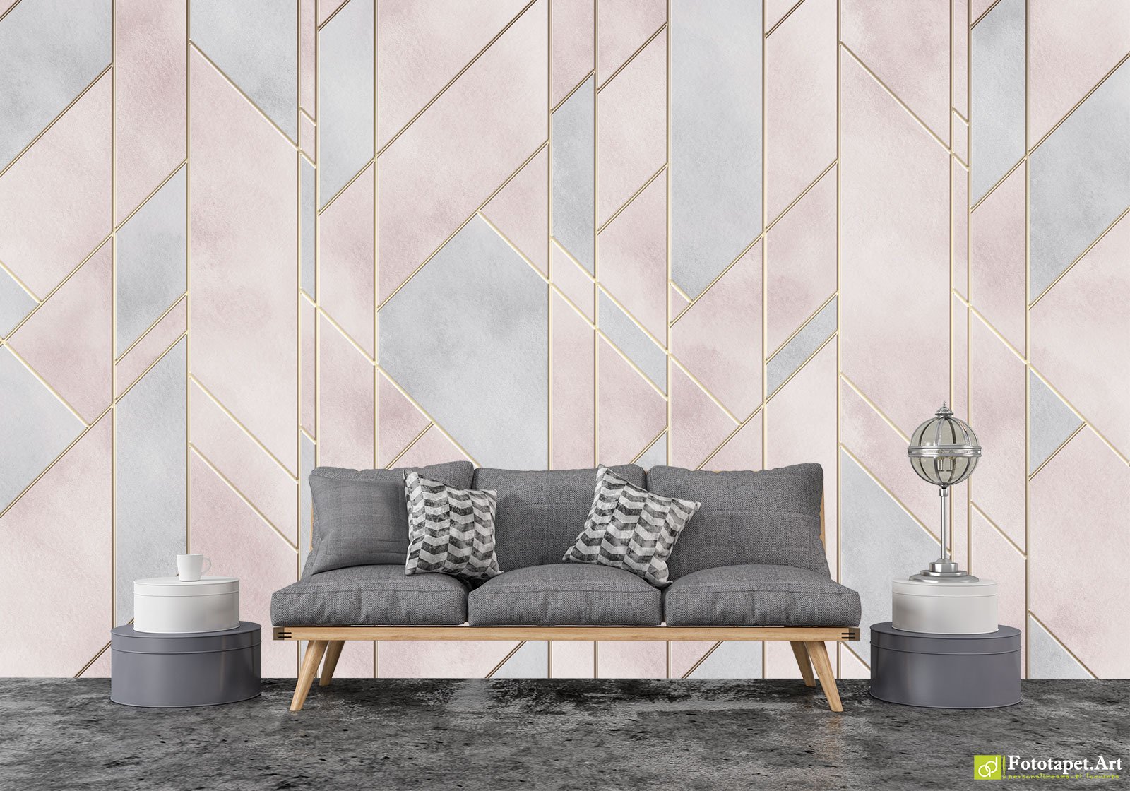 Fototapet geometric, tapet perete dormitor la comanda