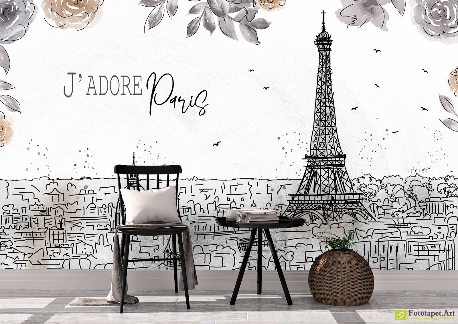 Fototapet Oras Paris si frunze