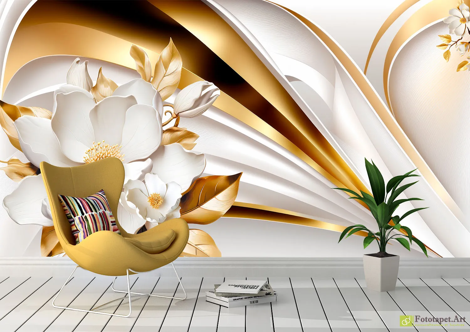 Fototapet fundal abstract cu floare 3D, tapet decorativ personalizat