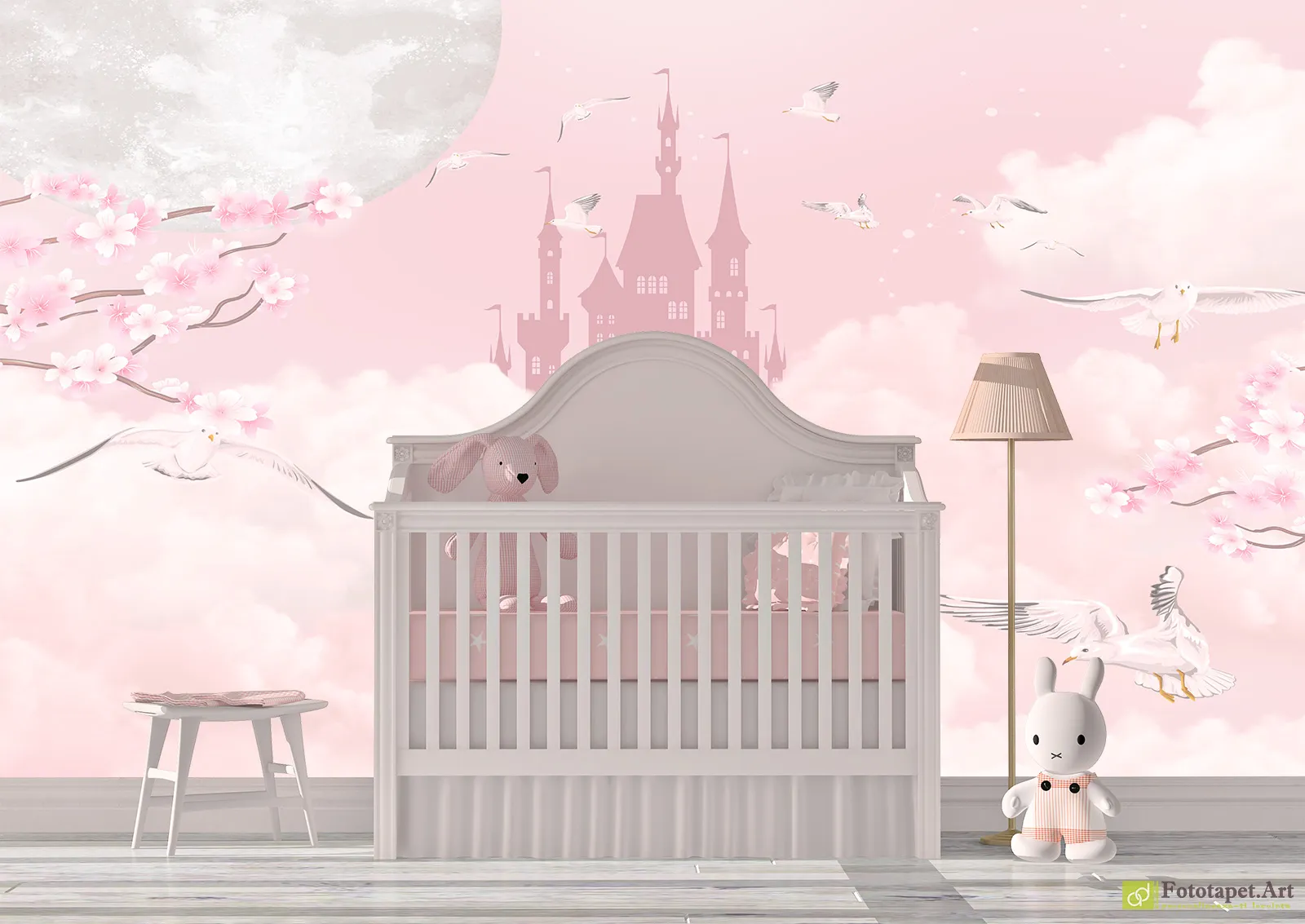 Fototapet copii Castel de poveste în spate norilor