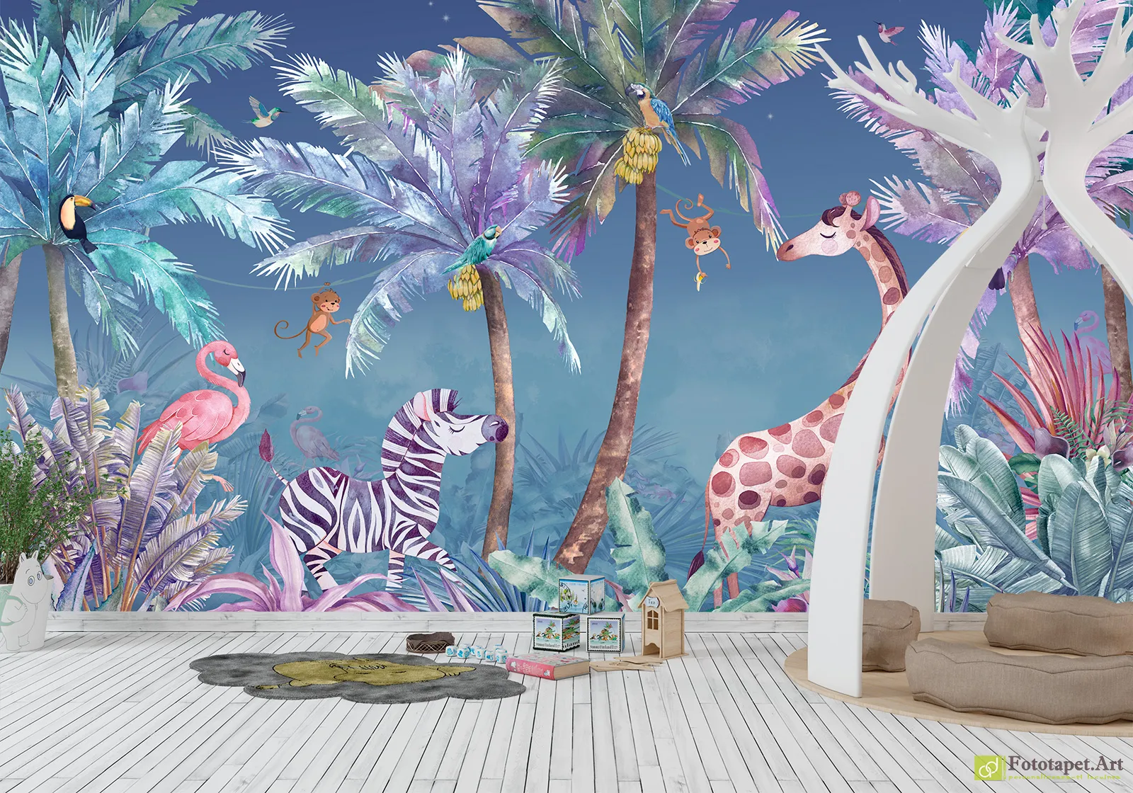 Fototapet pentru copii animale tropice