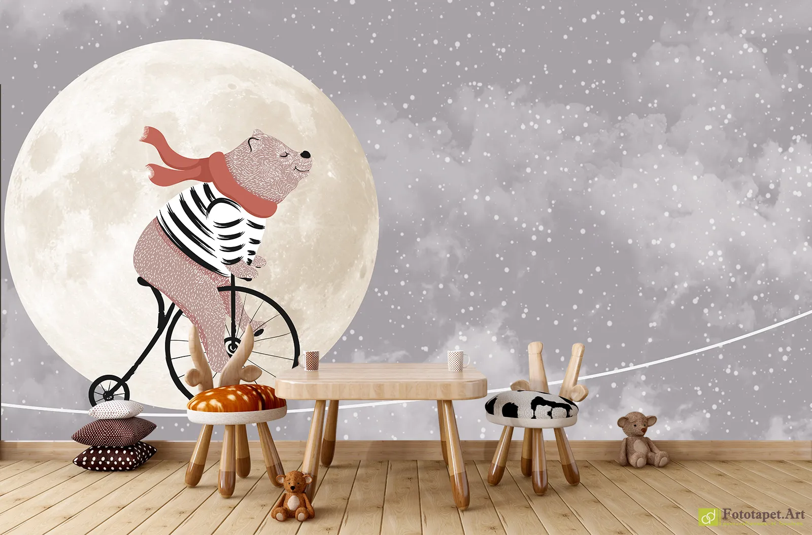 Fototapet copii Ursuleț pe o bicicletă