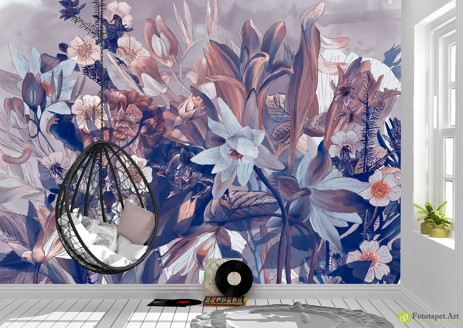 Fototapet Flori în stil artistic, Tapet foto
