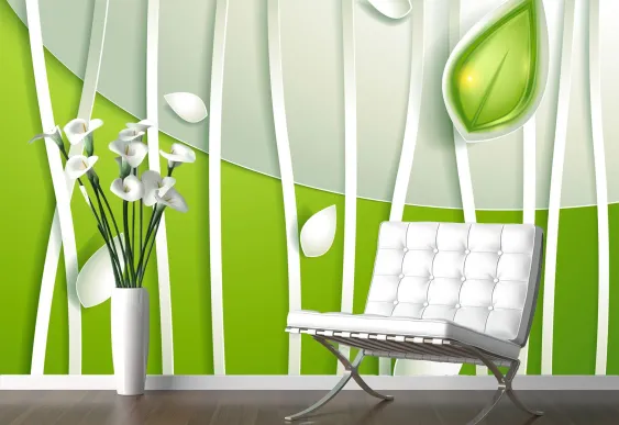 Tapet foto 3D Bucle și frunze, Fototapet 3d