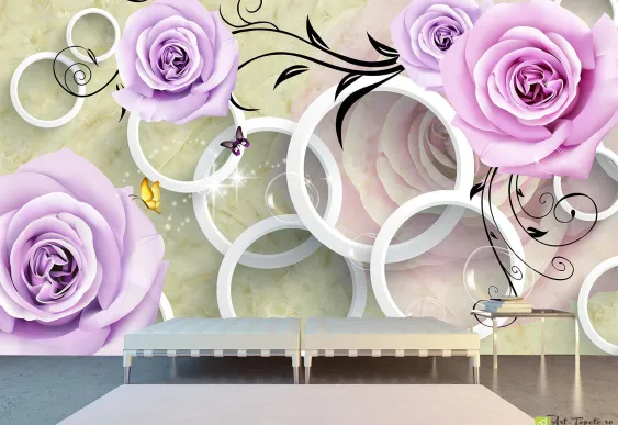 Fototapet 3D Cercuri pe fundal jad, Tapet 3d