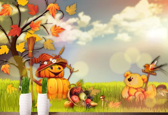 Fototapet copii Bostan amuzant și Ursul, tapet camera copii