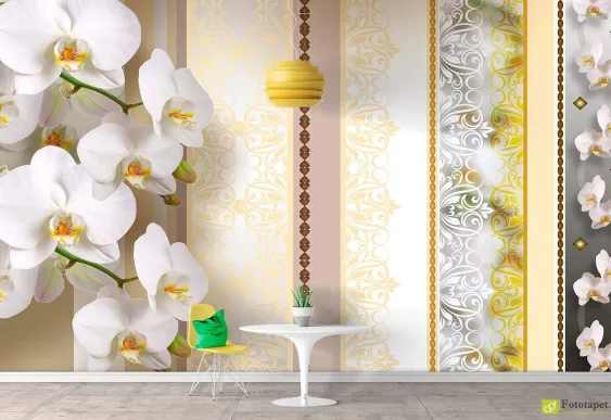 Fototapet Flori - Orhidee și ornament
