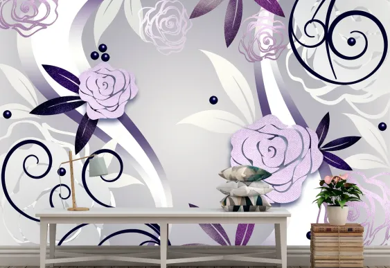 Fototapet Flori pe un fundal deschis, Tapet decorativ