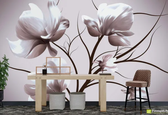 Fototapet Flori - Flori de magnolie, Tapet 3d