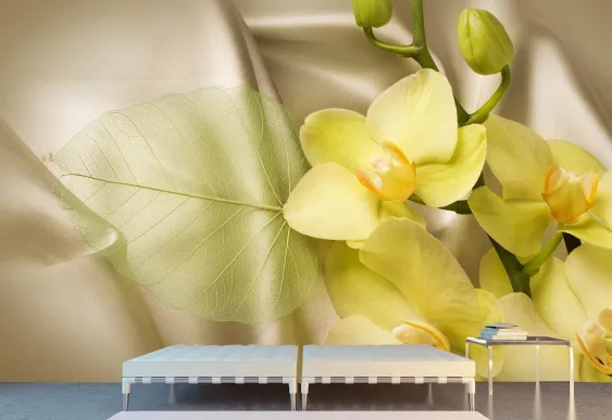 Tapet cu flori Orhidee galbenă