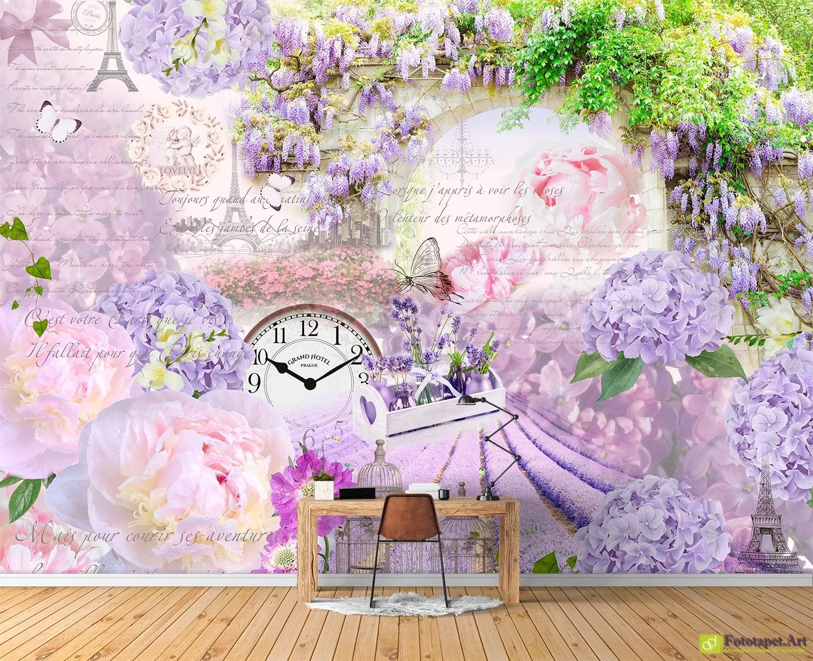 Fototapet Bujori romantici, hortensie | Tapet 3d living