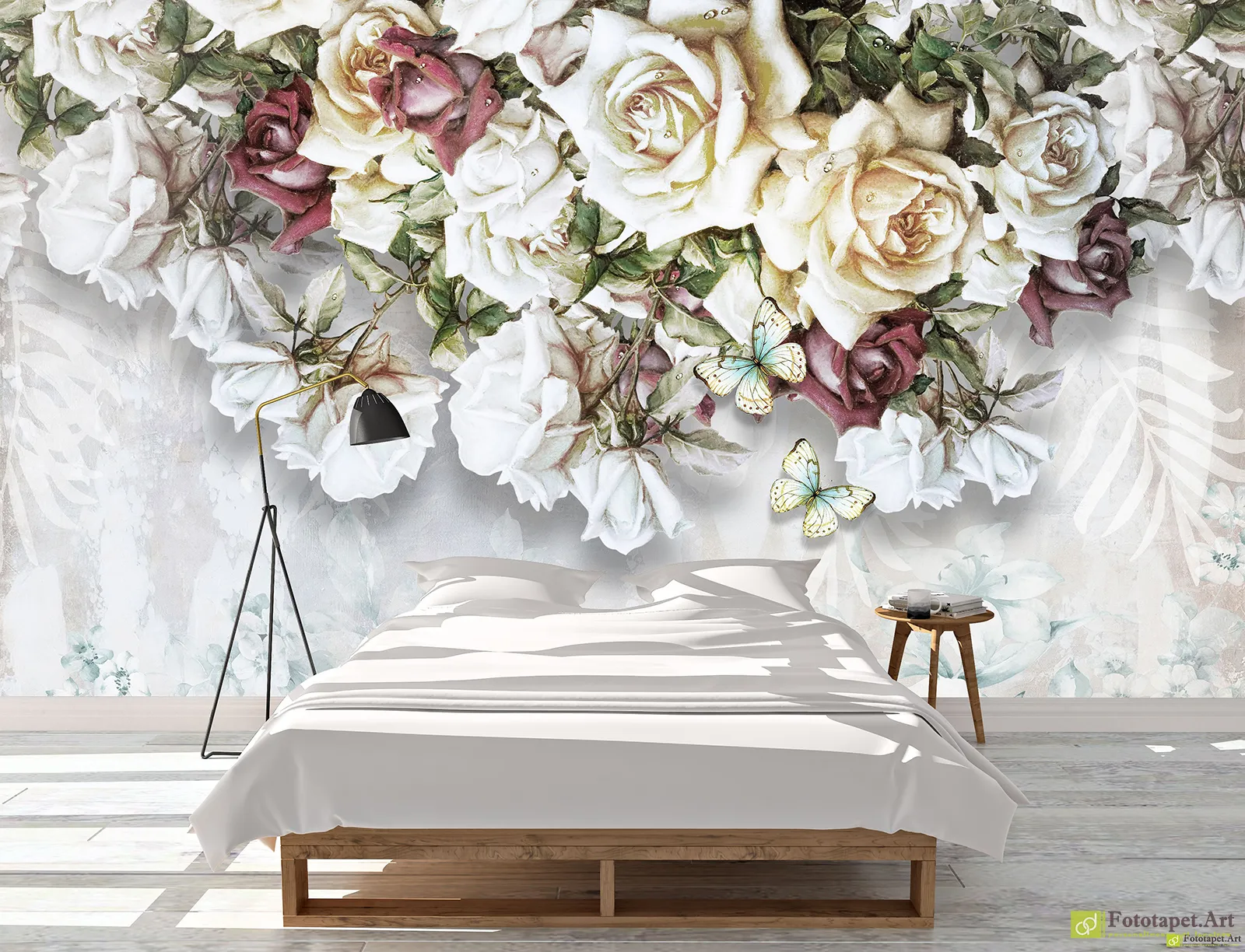 Fototapet Flori mari fundal deschis | fototapet decorativ