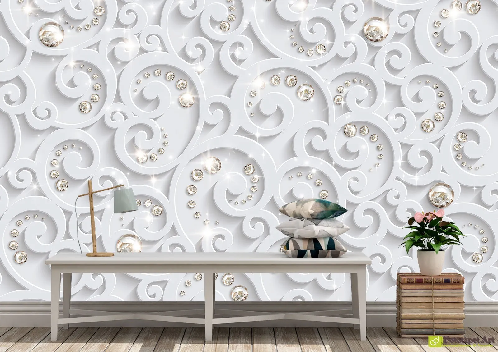 Fototapet 3d Iluzii si Diamante, tapet 3d decorativ personalizat