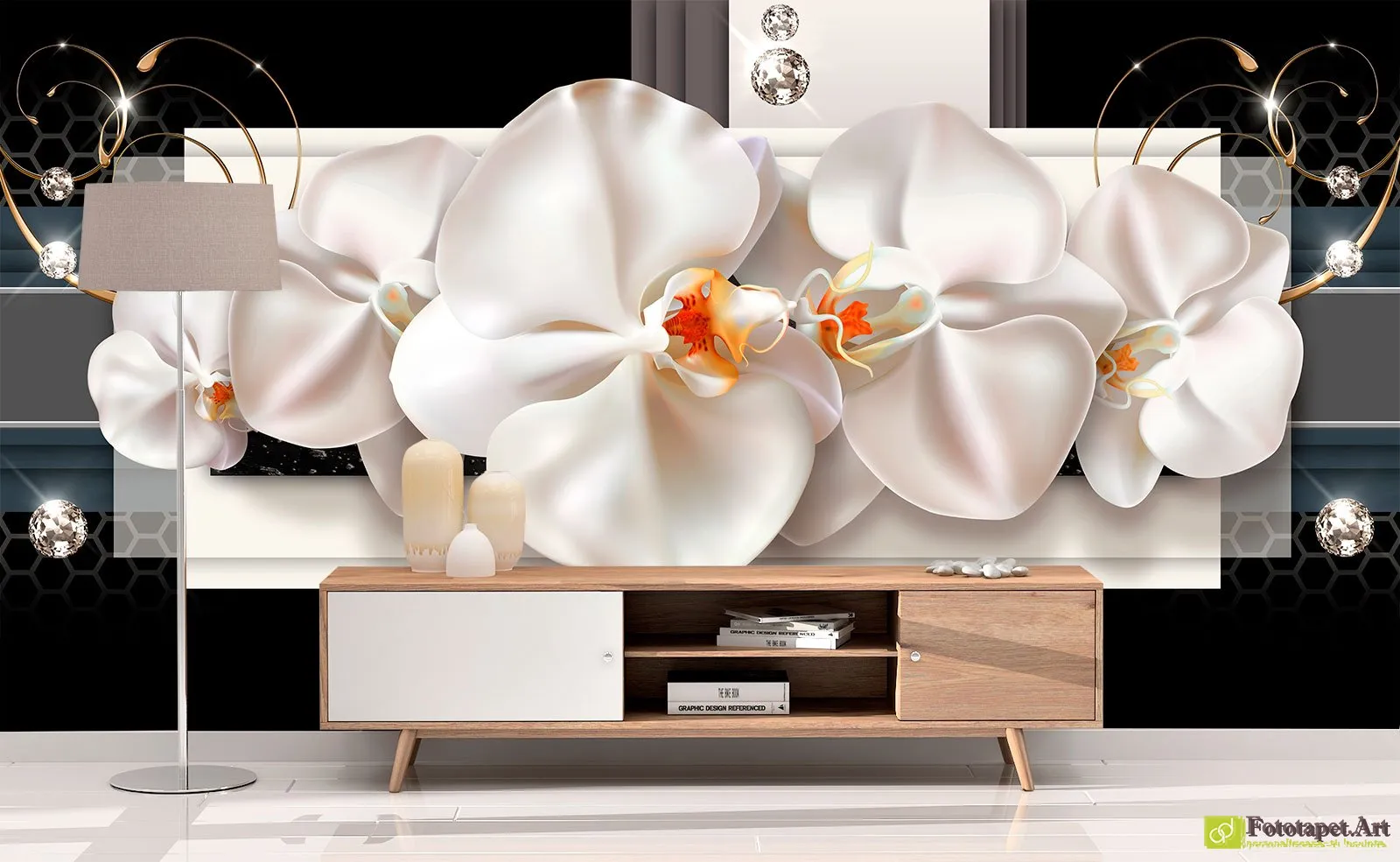 Fototapet Orhidee pe fundal negru, Tapet foto