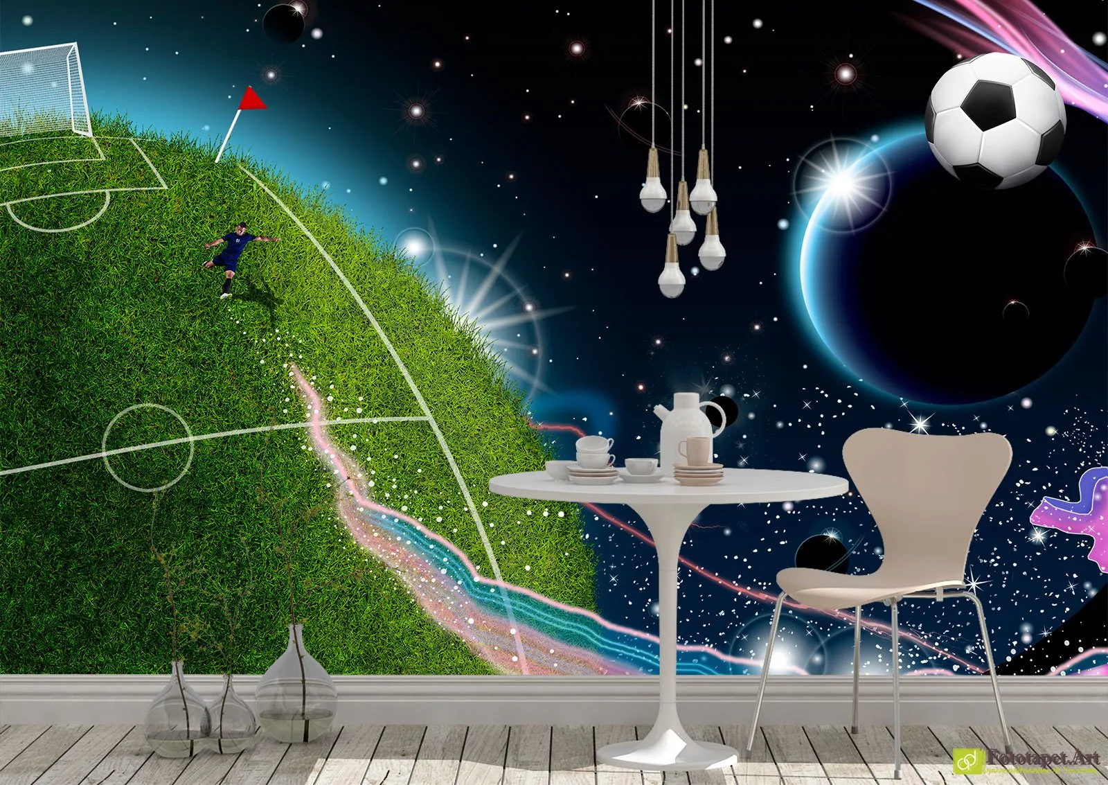 Foto tapet sport planeta si fotbal, Tapet decorativ
