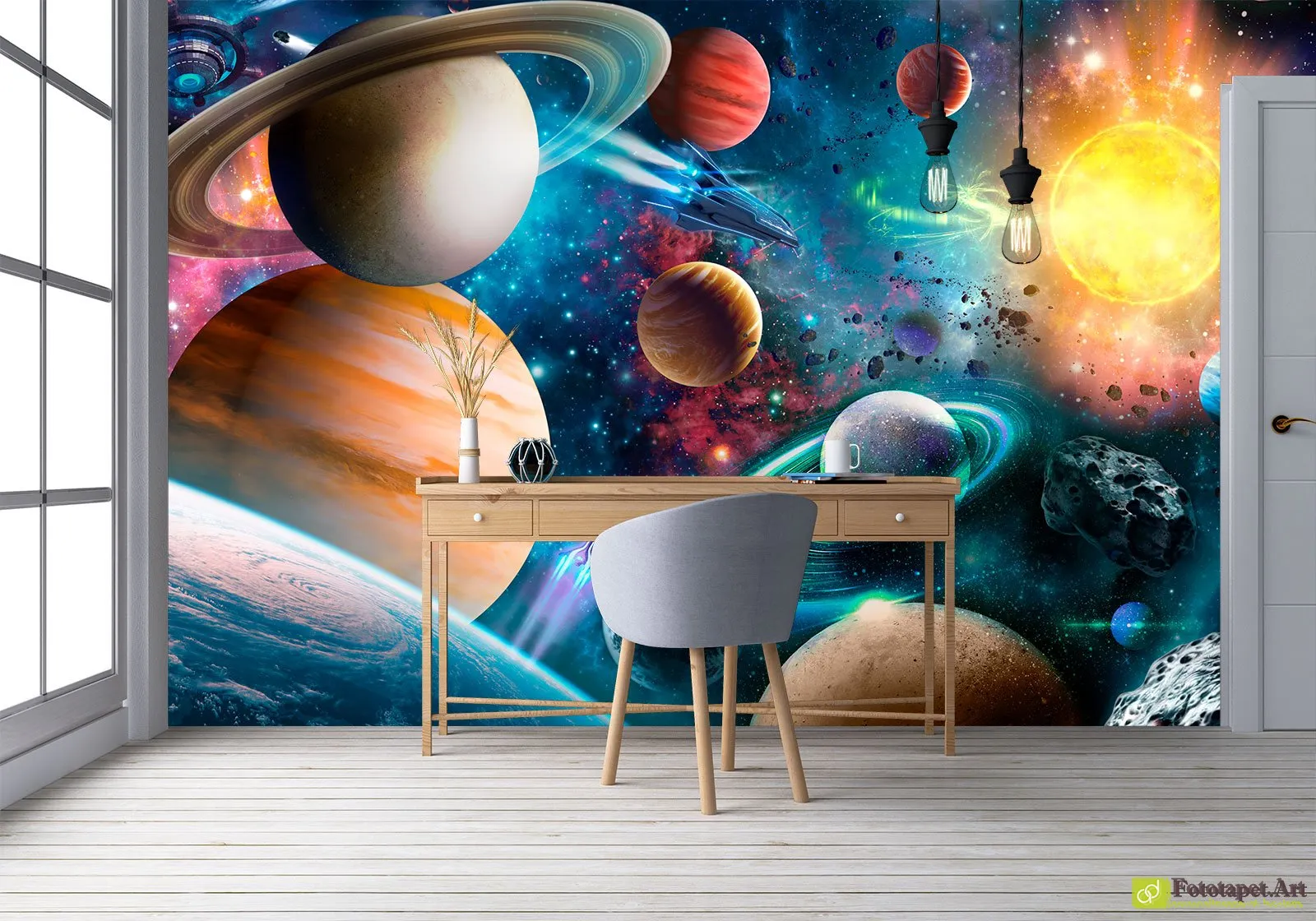 Fototapet planetele sistemului solar, Tapet 3d