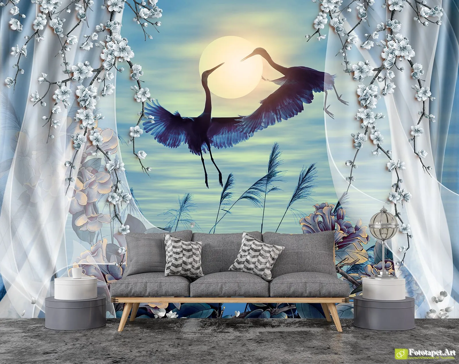 Fototapet cu animale Păsări pe un fundal de apus