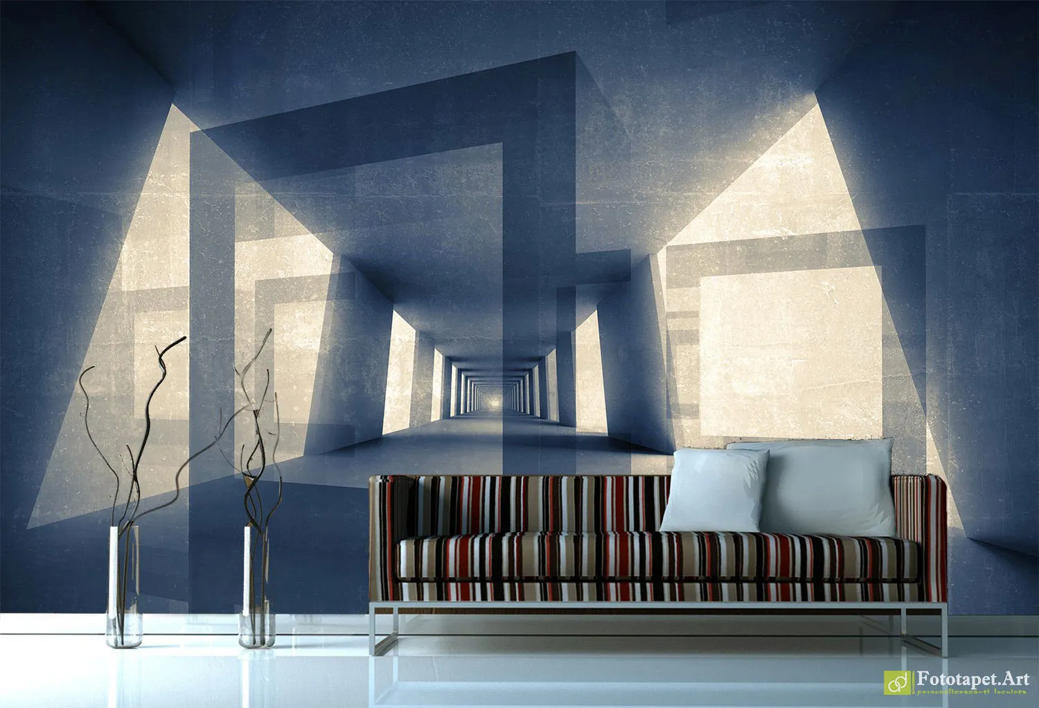 Fototapet 3D Abstracție Tunel, Tapet decorativ living personalizat