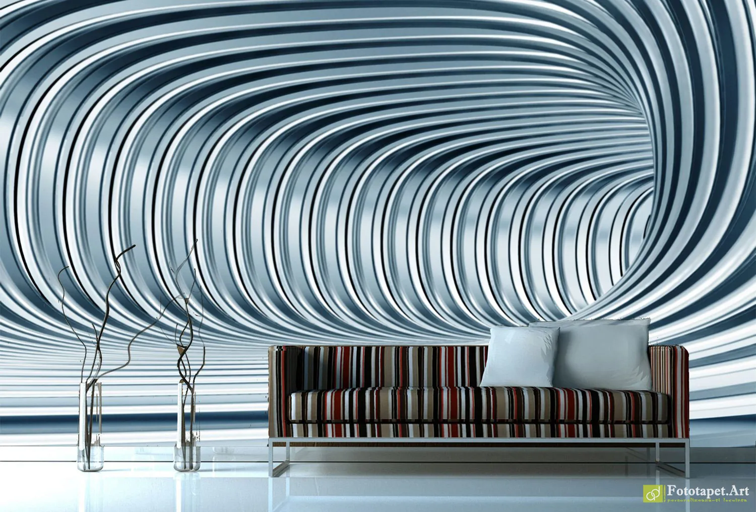 Fototapet Tunel 3D culori intunecate, tapet 3d decorativ la comanda