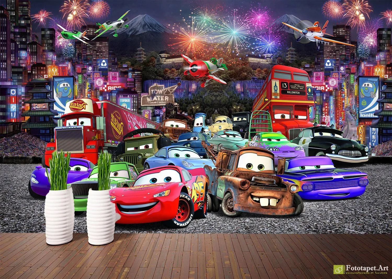 Tapet pentru copii Disney Cars, fototapet 3d copii