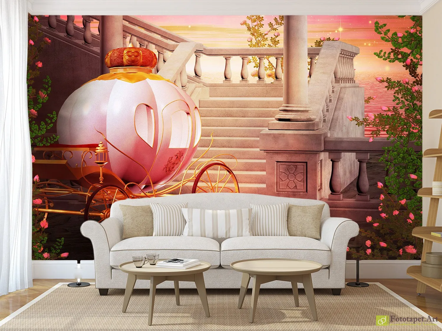 Fototapet pentru copii Cărucior din poveste și castel