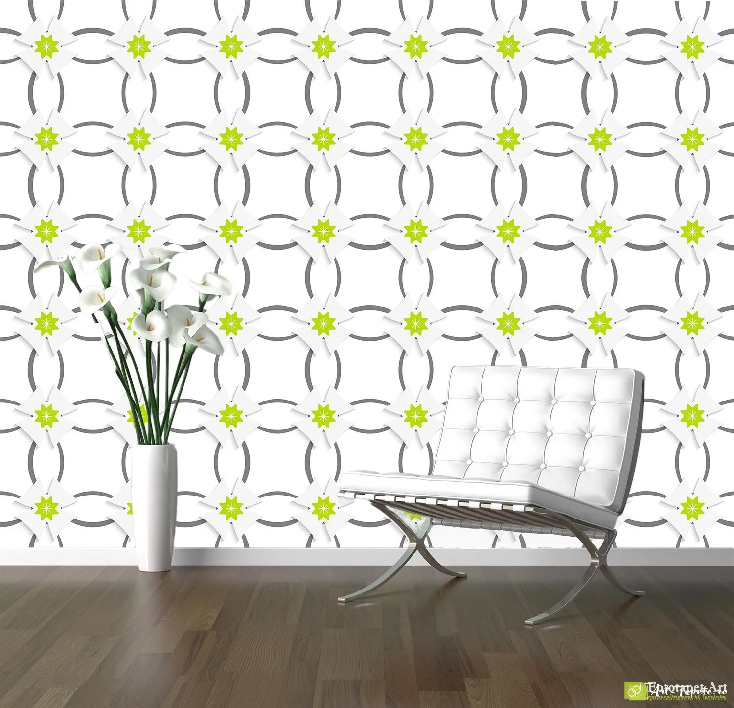 Fototapet 3D in dormitor Flori pe fundal alb, tapet personalizat la comanda