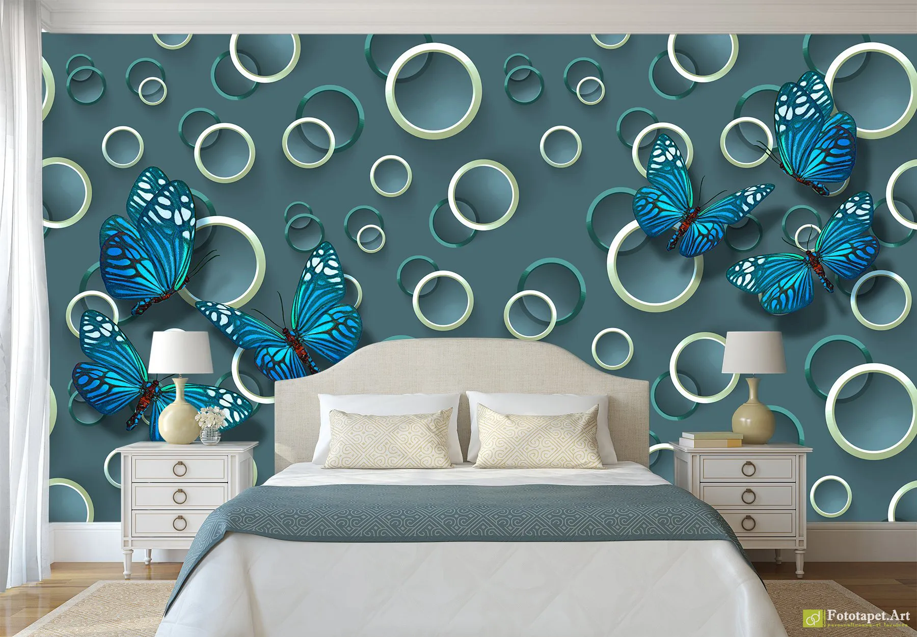 Foto tapet 3d Magia Inelelor cu fluturi