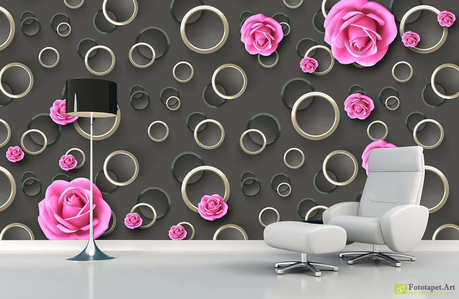 Foto tapet 3d Inele cu flori, Tapet decorativ