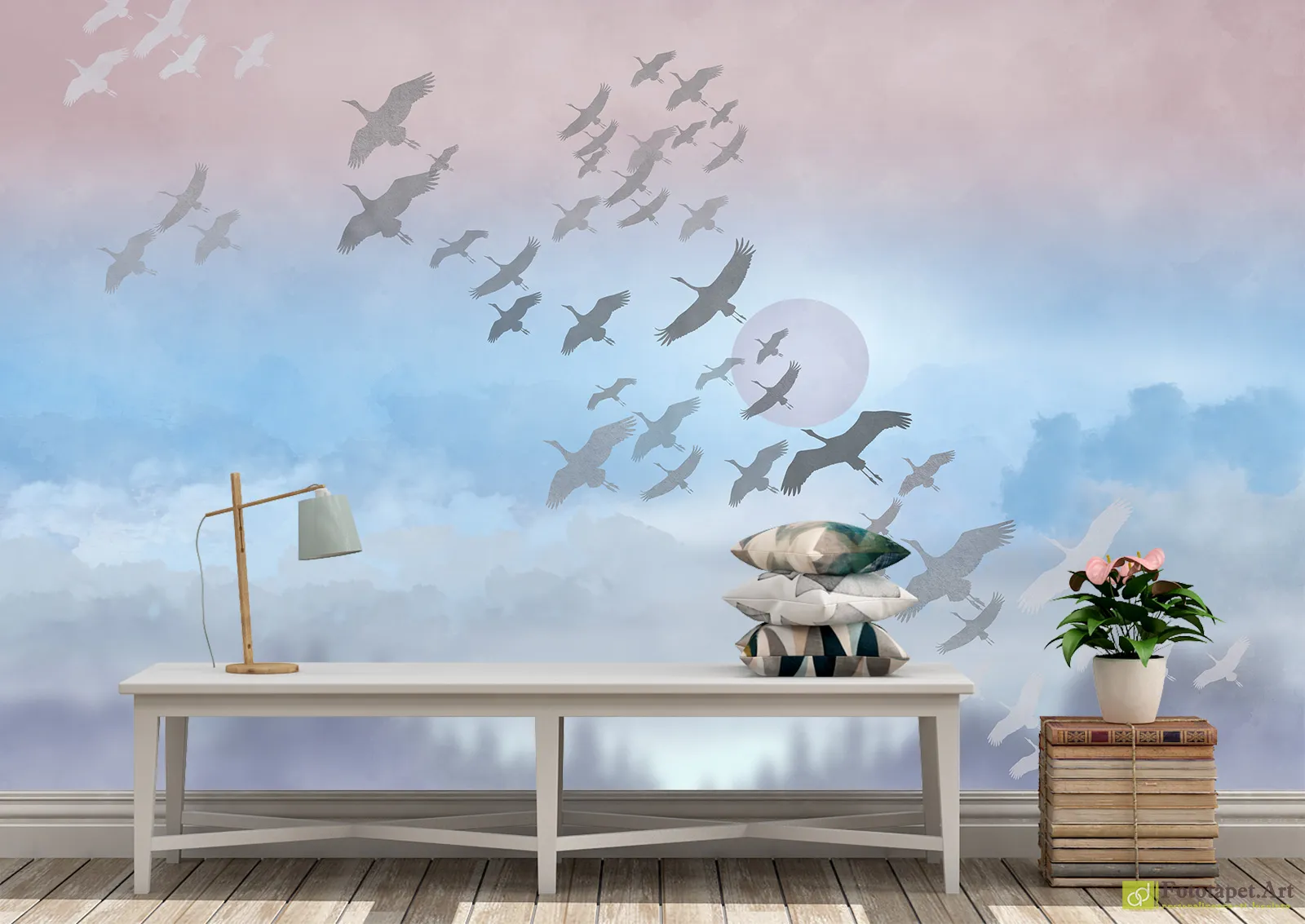 Fototapet - Migrație în zori, foto tapet. tapet ieftin