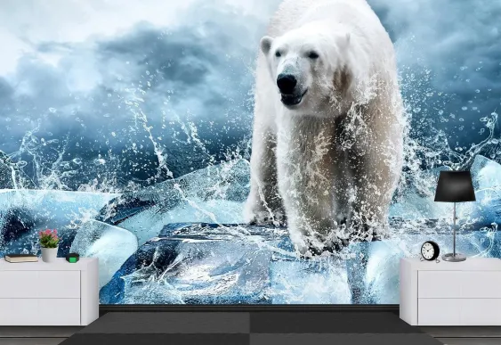 Fototapet animale Urs polar pe gheață, Tapet foto decorativ