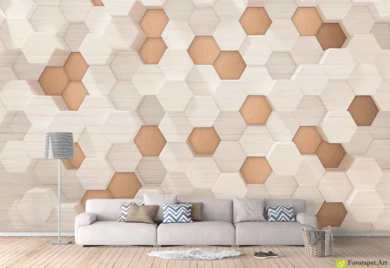 Fototapet 3d Hexagon, Tapet decorativ