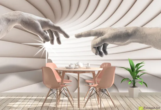 Fototapet 3d tunel și mâinile, tapet 3d decorativ pentru dormitor